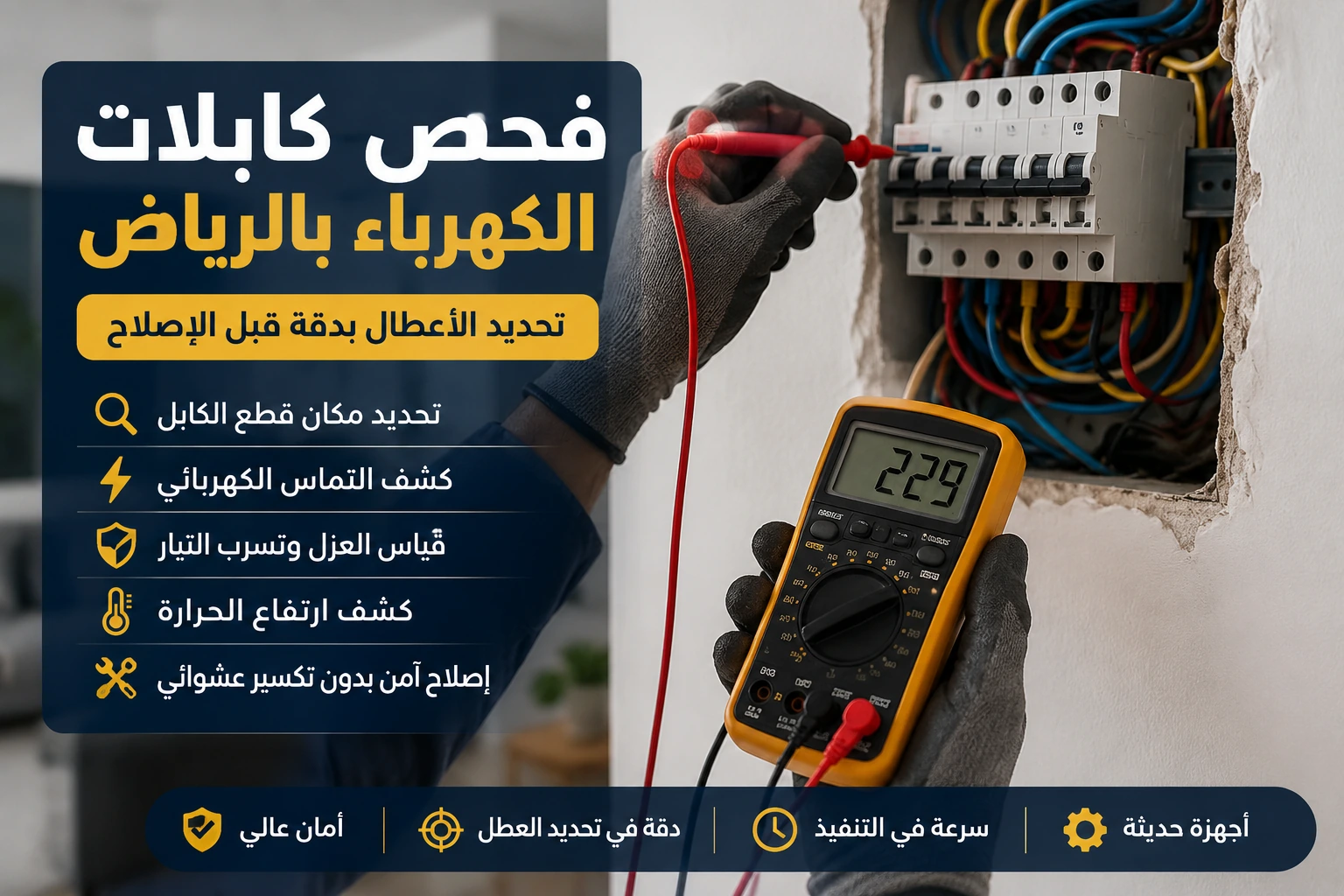 فحص كابلات الكهرباء بالرياض